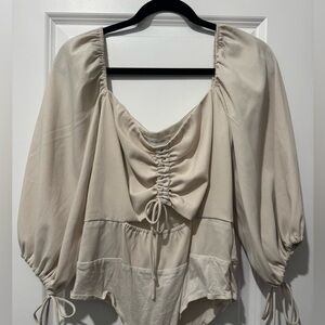 Lani The Label Cream Ruched Bodysuit